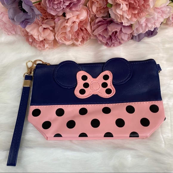 Minnie Mouse Blue & Pink Makeup Cosmetic Bag - Picture 2 of 8